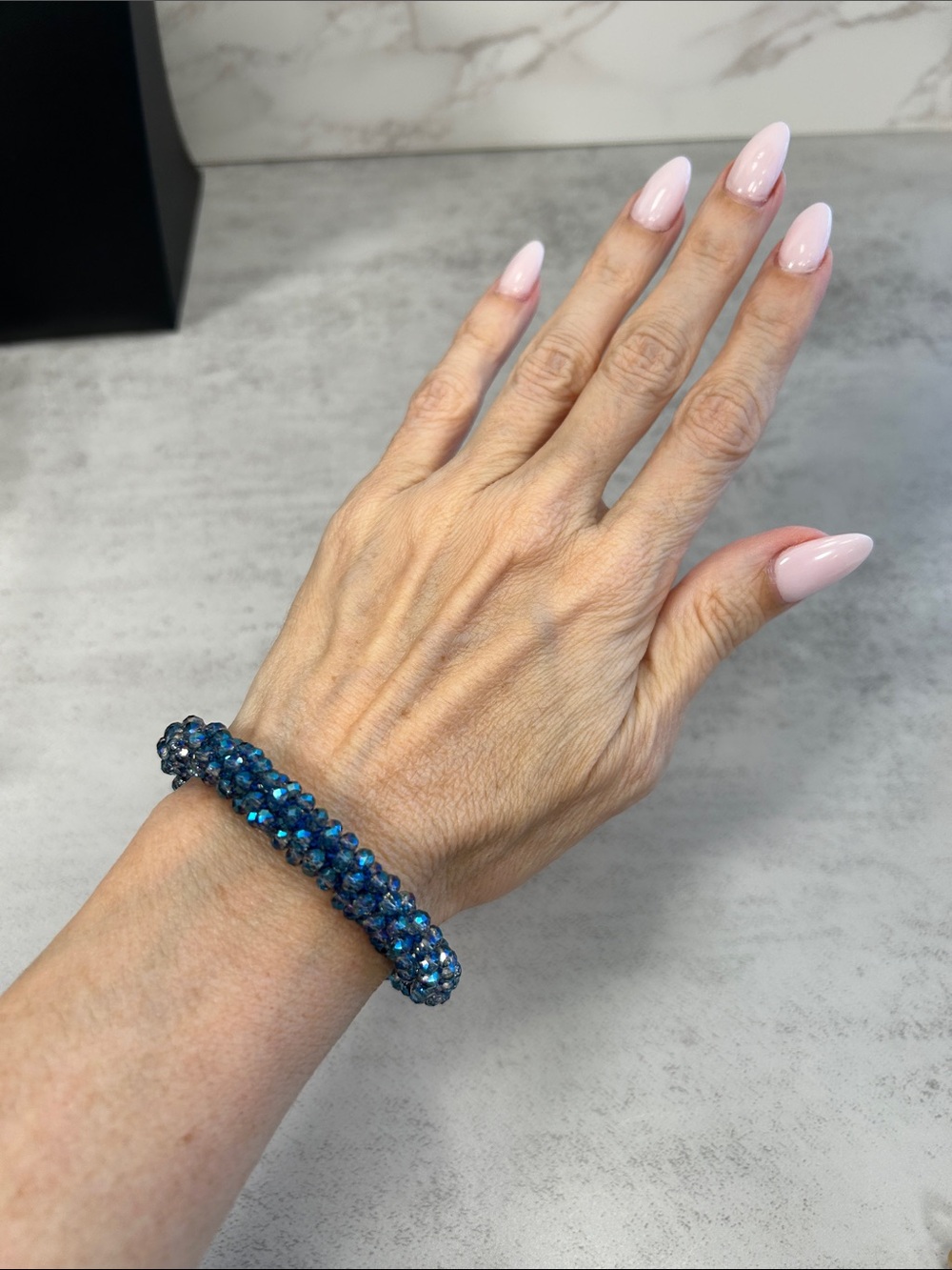 Sparkling Blue Crystal Stretch Bracelet - Women Jewelry - Picture 2 of 3